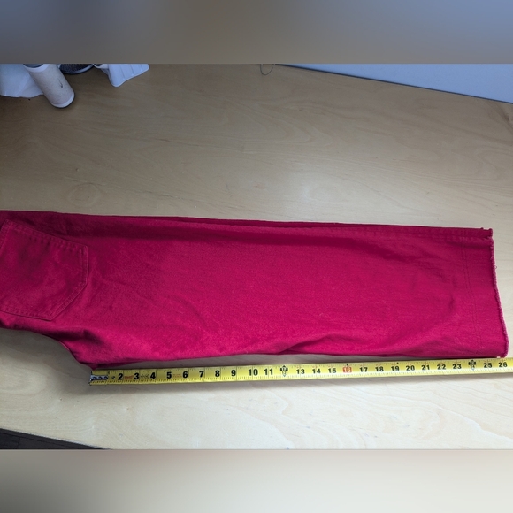 MAJE Crop Wide Leg Red Summer Pants Size 38 = Medium Or 6-8 99% Cotton - Picture 13 of 14